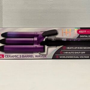 Hot & Hotter Digital Ceramic 3 Barrel Waver 1” Barrels 450F High Heat